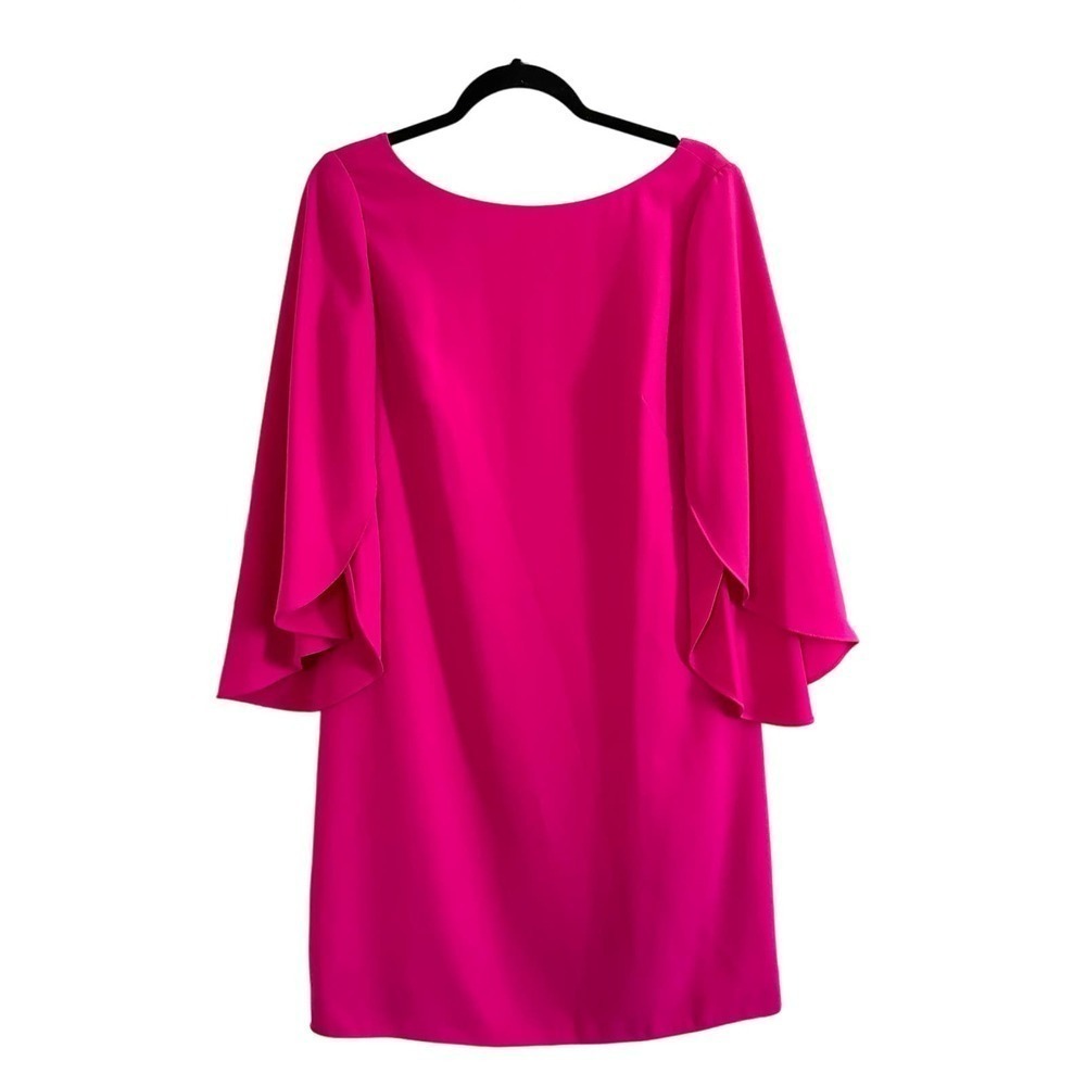 Tahari Dress Angel Sleeve Lined Dressy Barbie Hot Pink w/ Belt - Sz 4
